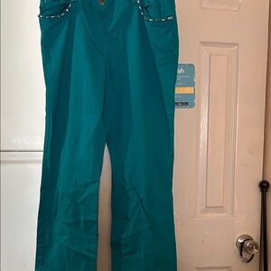 Ruby Rd. Teal Straight Leg Pants